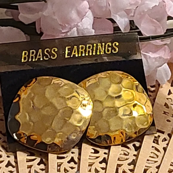 Brass Earrings for sale today gold tone - Picture 4 of 14